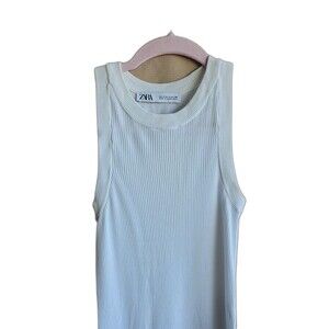 Zara long ribbed white tank top size s